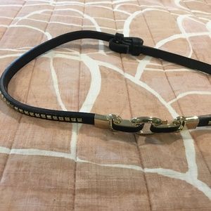 Adjustable Black Belt with Gold Studs & Clasp